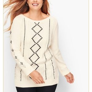 Talbots Boat Neck Velvet Ribbon Sweater Size Large